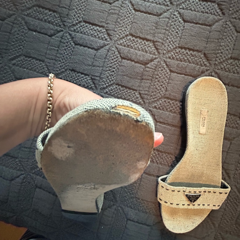 Authentic Prada Canvas Slides with Logo Plaque - Picture 5 of 10